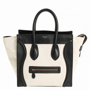 Celine Cream / white black luggage tote